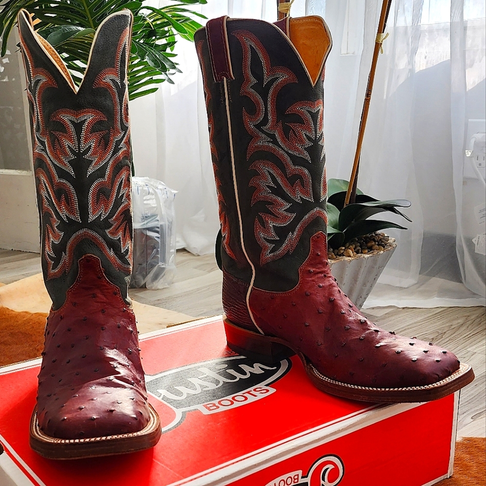 Men's Ostrich Justin Leather Boots